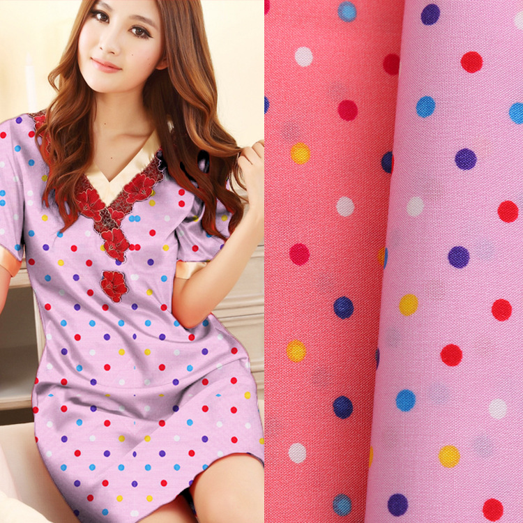 40S活性圆点人棉印花布 爆款女装童装连衣裙布匹批发 床品面料