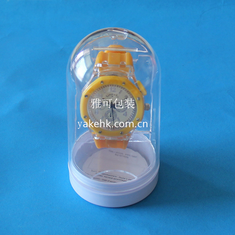 注塑塑胶圆形子弹型智能儿童手表包装盒塑料男女款水晶盒礼盒