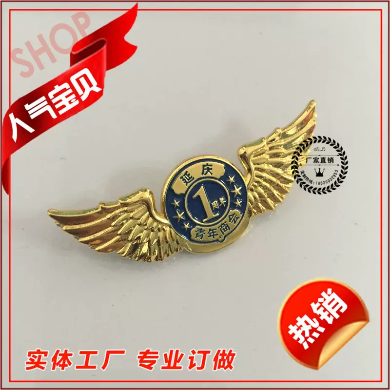 金属航空徽章定 做立体翅膀徽章定 制金属烤漆徽章制作鹰标徽章