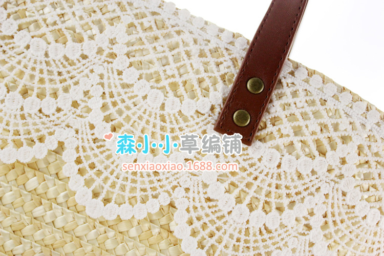 New Fashion Wheat Straw Woven Lace Bag Wholesale Nihaojewelry display picture 6
