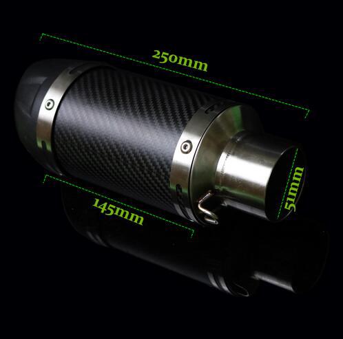 Motorcycle modified exhaust pipe carbon fiber with muffler rubber head high temperature exhaust