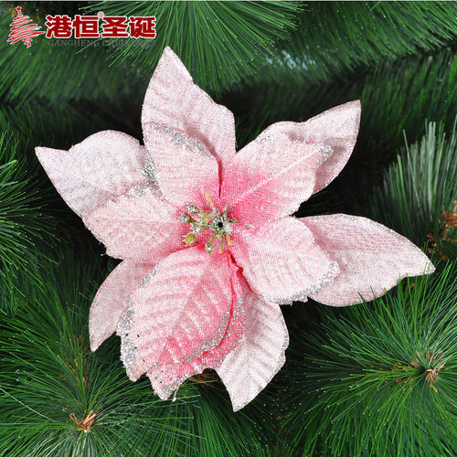 13cm simulated fur red Christmas flower Christmas tree accessory gold powder edge wedding Christmas decoration flower wholesale price