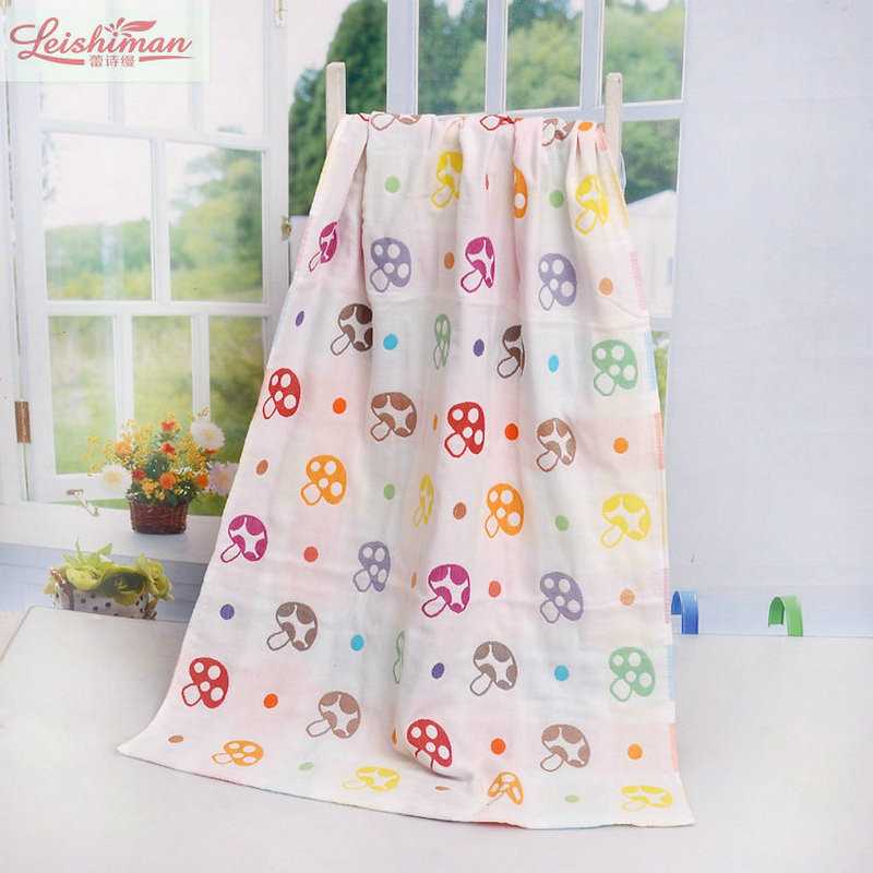 純棉三層紗布浴巾蘑菇卡通素色等多花色柔軟吸水廠家批發