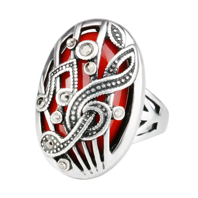 Carved design retro ring, accessory, boho style, European style