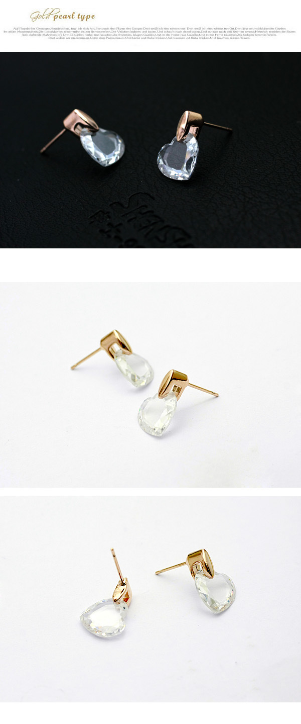 Korean Fashion Earrings Peach Heart Pendant Crystal Earring Jewelry Wholesale display picture 2