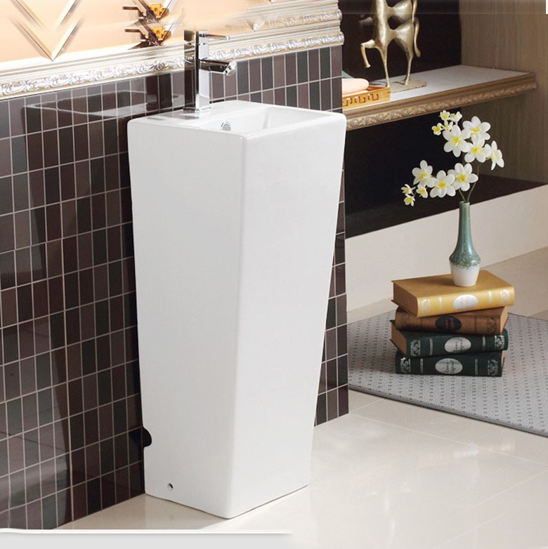 一体洗手盆连体柱盆小号方形立柱盆洗手盆陶瓷柱盆超小方柱盆503