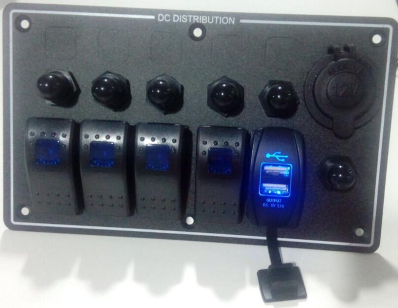 新款 改装防水防尘开关面板  配开关式双USB加电源母座