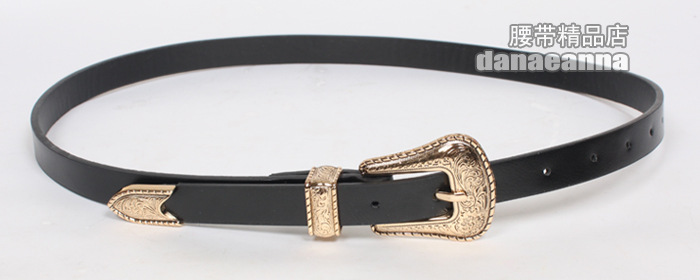 Fashion Double Head Carved Silver Buckle Thin Belt Wholesale display picture 2
