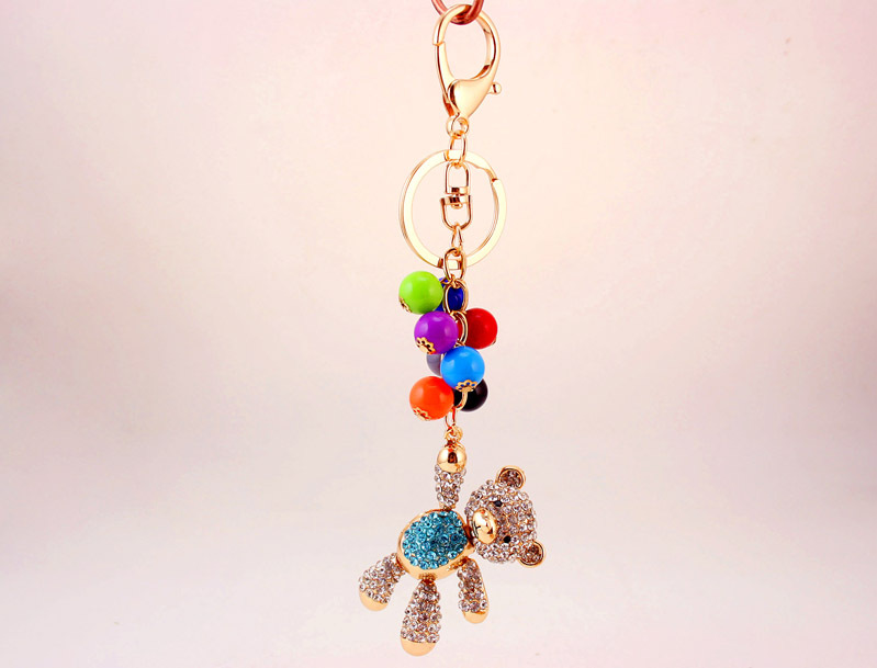 49g Weight Travel Occasion Alloy, Metal Material Doll Pattern Unisex Gender Pink, Purple, Red, Blue, Peach Color Korean  Creative Cute Diamond Cartoon Bear Car Keychain 19