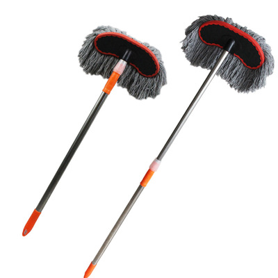 汽车拖把加长可旋转棉质伸缩洗车蜡拖除尘拖把洗车软刷|ms