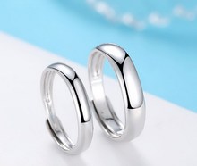 纯银批发 S999纯银戒指 纯银简单爱情侣戒指 男女开口光面银戒指