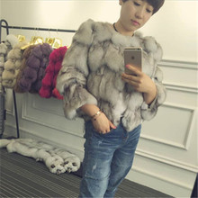 进口狐狸头毛皮草女士衣服 狐狸毛皮草外套短款
