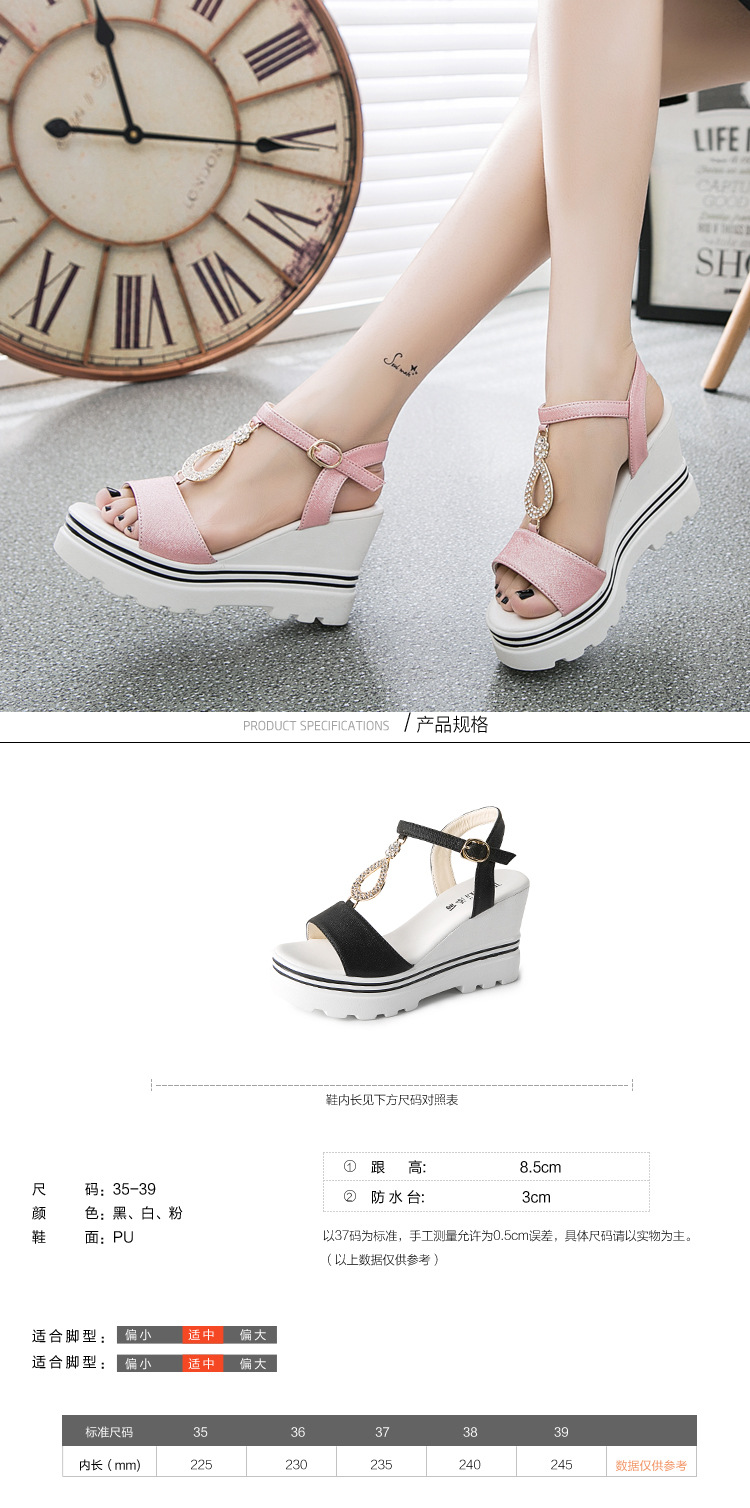 2016年夏季新款韓版休閒魚嘴高跟低幫松糕鞋Z181