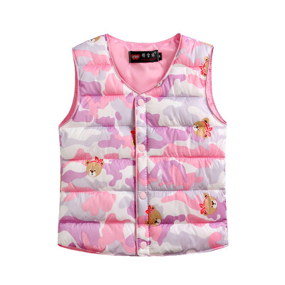 秋冬新款兒童棉馬甲男女童迷彩坎肩背心中小童卡通保暖棉內膽批發