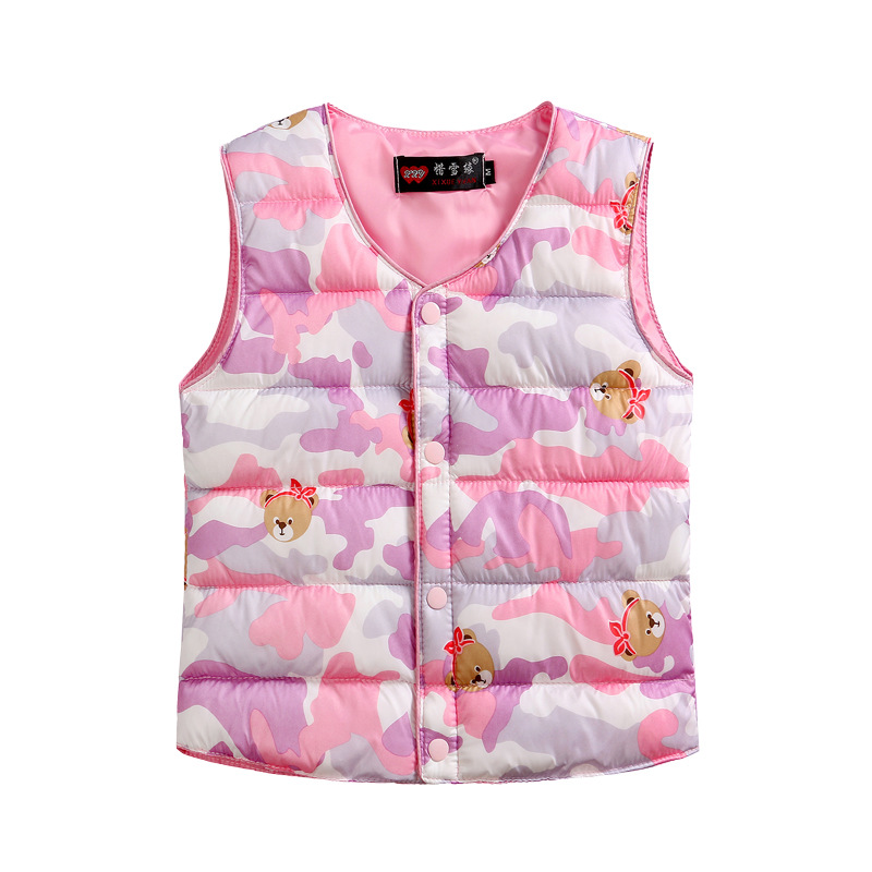 秋冬新款兒童棉馬甲男女童迷彩坎肩背心中小童卡通保暖棉內膽批發