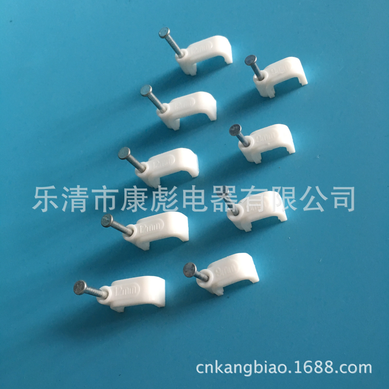 8MM方型钢钉线卡 8mm方型塑料线卡 钢钉电线卡厂家  100只一包
