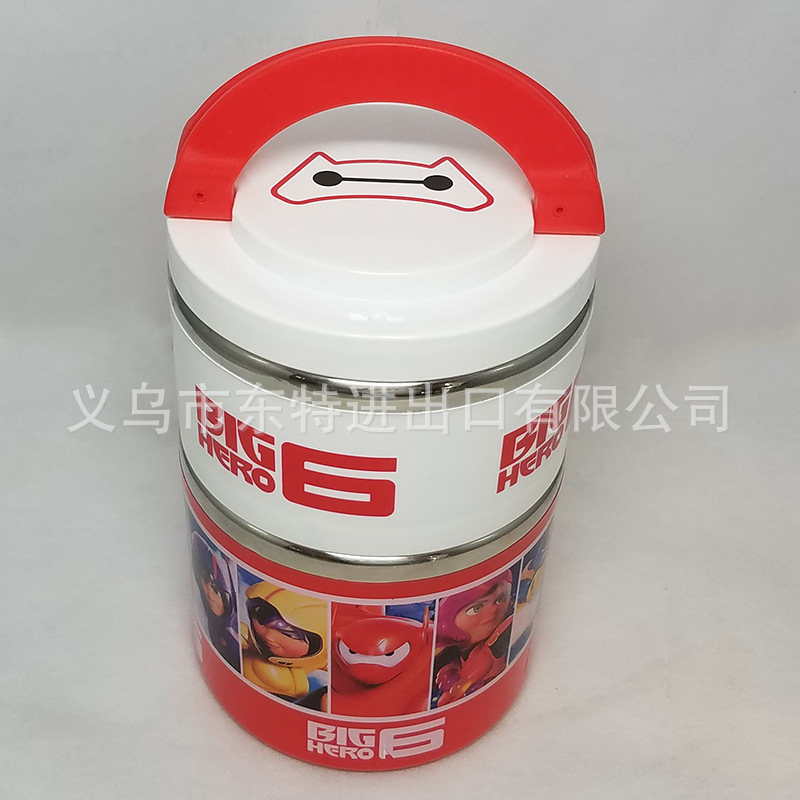 Stainless steel round lunch box in cartoon shape, children's Frozen Big white robot cat food box, student picnic lunch box detail image 3