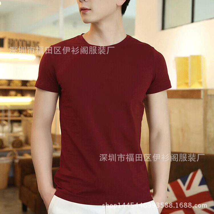 光版純色珠地棉男式短袖T恤 (1)