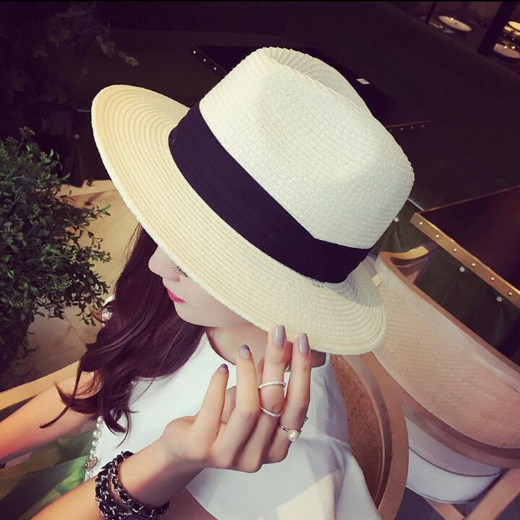 Hot -selling pepper and straw hat Summer sun sun beach straw hat British jazz hat simple little hat manufacturer wholesale