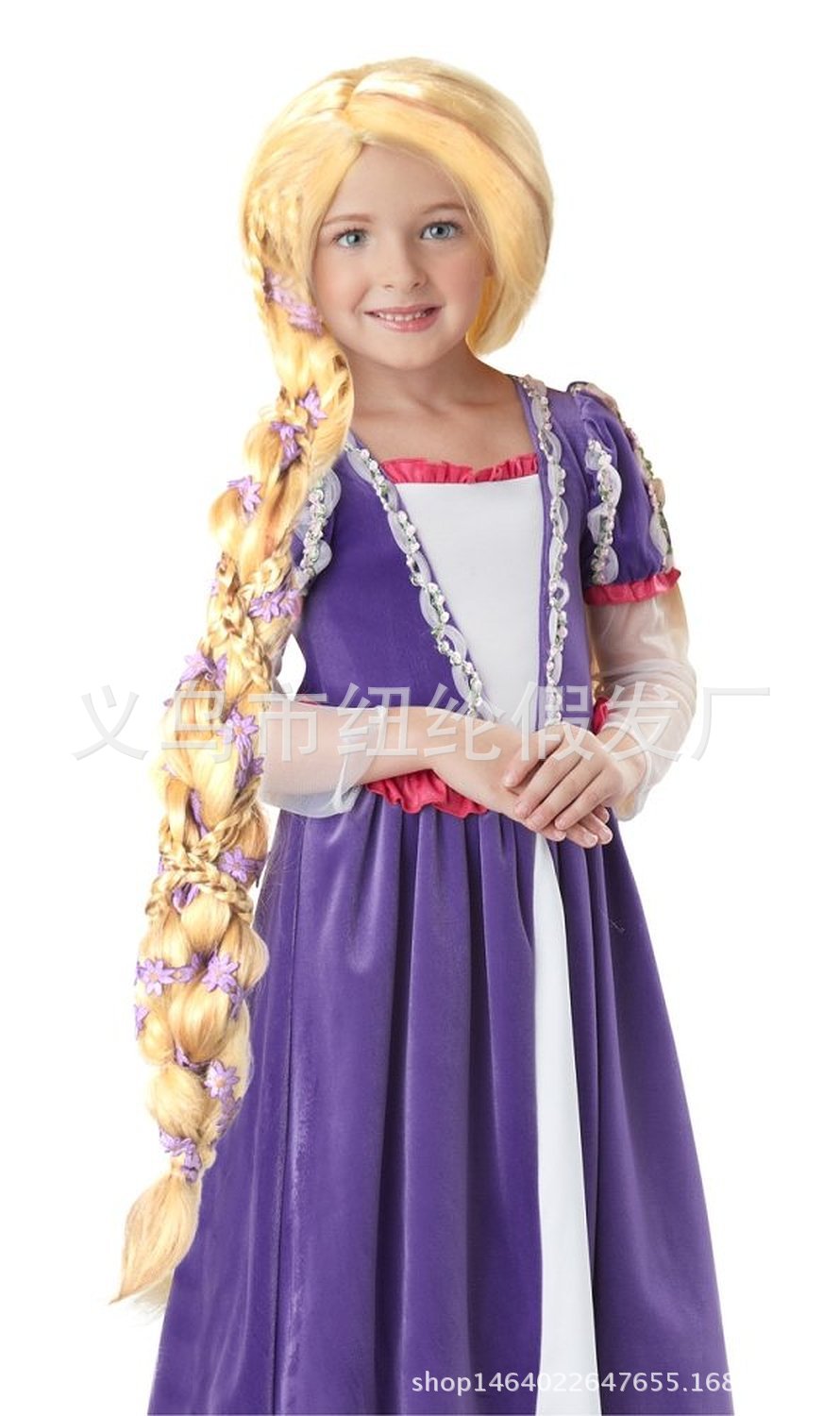 Dini Peluca de los niños princesa trenza onda grande Pelo Rizado largo princesa sirena peluca