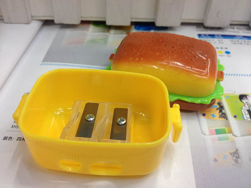 Fashion Simulation Hamburger Shape Pencil Sharpener With Eraser 1 Piece display picture 3