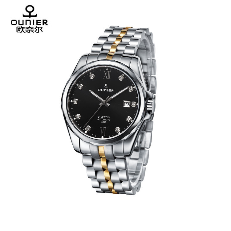 2016爆款男士钢带表 时尚商务式高档手表运动防水机械男表 