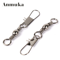 Anmuka 不鏽鋼別針八字環連接器 樽型轉環+B型別針 垂釣配件