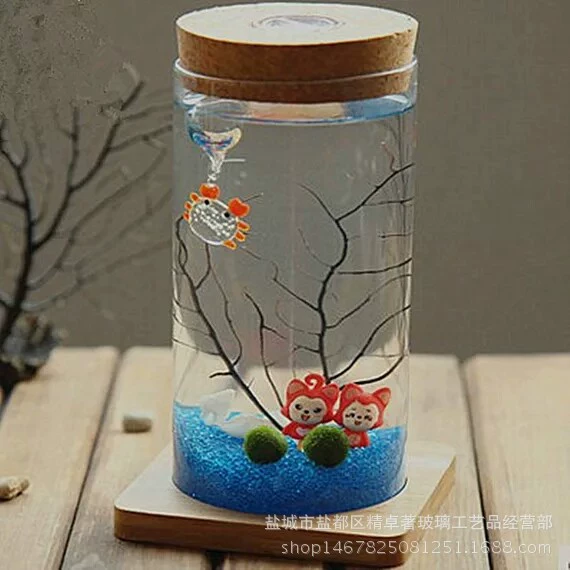 Оптовая продажа с высоким содержанием боросиликатного стекла с лампой прямой ваза цилиндрическая пробка микро-ландшафтный с лампой экологическая бутылка герметичная банка