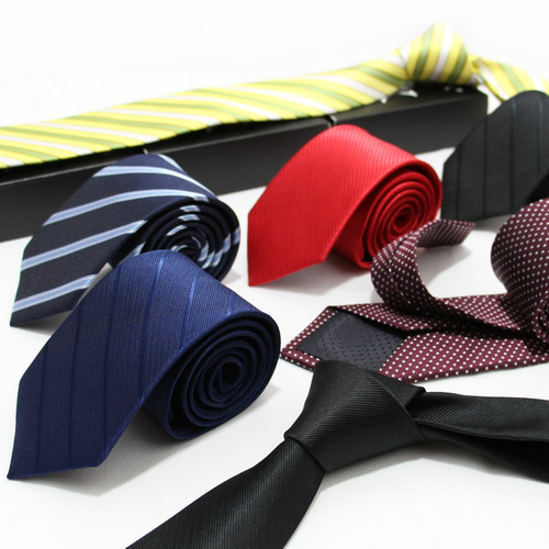 Business men's tie 7cm striped plaid jacquard polyester tie men's wedding red casual black tie manufacturer