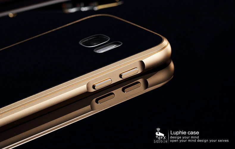 Luphie Aircraft Aluminum Metal Frame 9H Tempered Glass Back Cover Case for Samsung Galaxy S7 Edge G9350