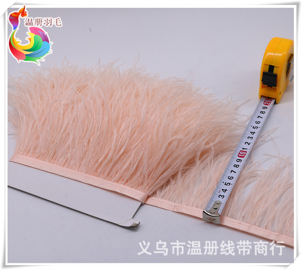 温册羽毛热销12-15cm鸵鸟羽毛布边舞台演出服装饰diy耳环毛毛丝详情图8