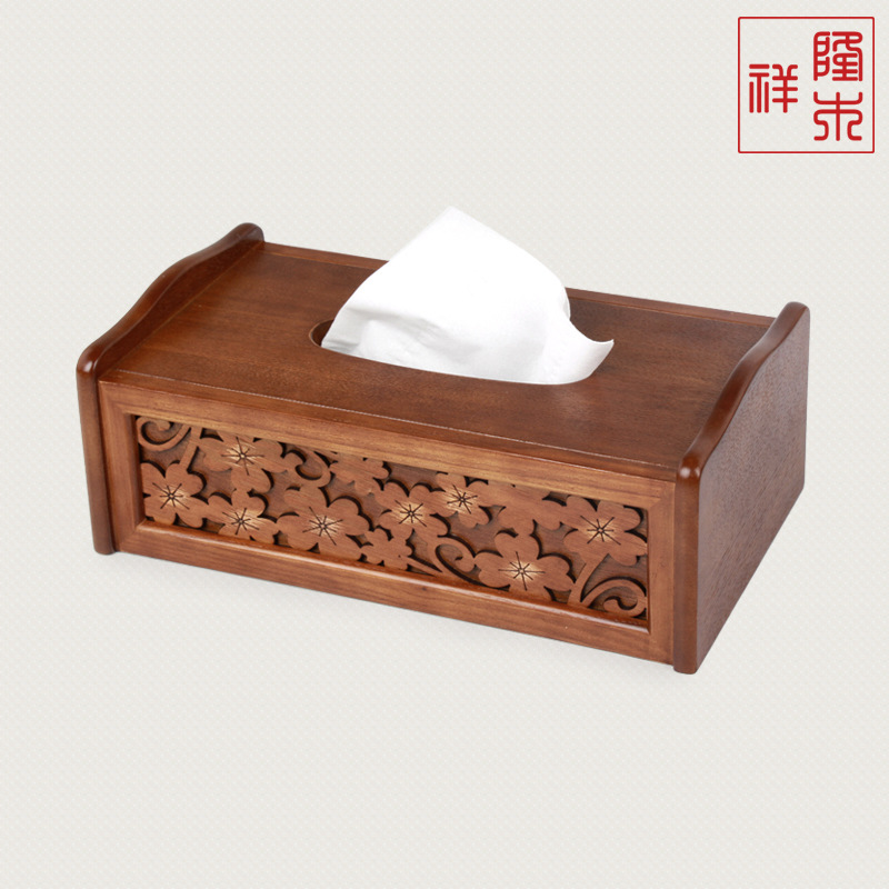 Manufactor Direct selling a living room Tissue box woodiness Retro Clover storage box Carved originality woodiness Box customized