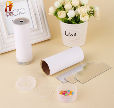 儿童diy益智玩具万花筒日本盖纯手工10cm白色不干胶纸万花筒批发|ms