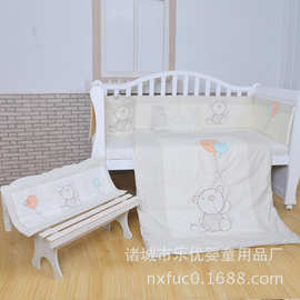 婴儿纯棉床品套件 可拆洗卡通婴儿床品九件套  被子床围