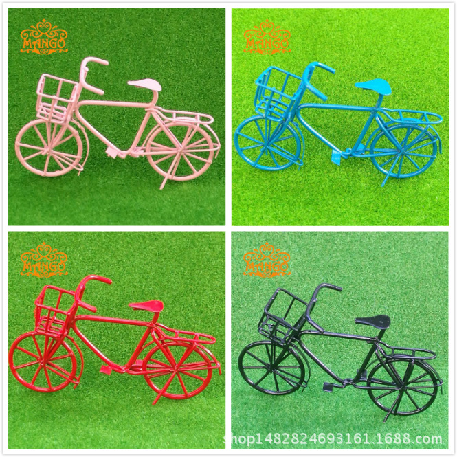 Educativos para padres e hijos juguetes de bricolaje 1:12 casa de muñecas mini muebles accesorios metal negro bicicleta