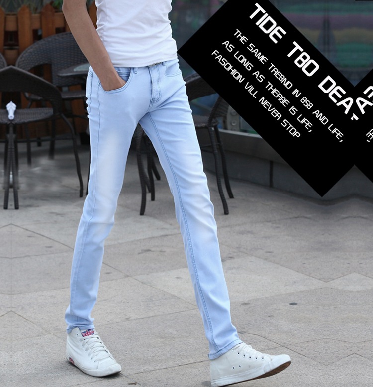 Jeans slim blu elasticizzati da uomo pantaloni a sigaretta_voghion.com