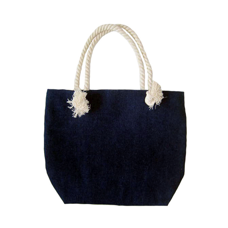 棉布手提包购物袋牛仔布包可印LOGO义乌箱包厂家批发大容量沙滩包