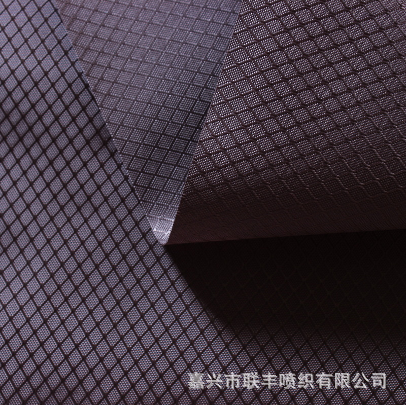 涤纶牛津布提花菱形格PU防水涂层  手机包电脑包书包旅行袋面料