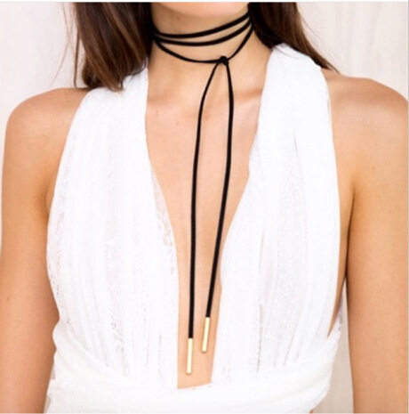 Simple Fashion Strap Korean Velvet Long Bow Necklace Clavicle Chain Wholesale Hot Sale display picture 1