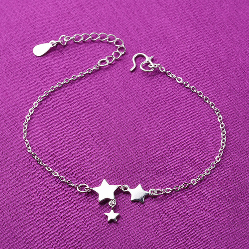 Ethnic style small star Thai silver bracelet, Korean version of five-pointed star anklet, three-star female fashion Taobao model