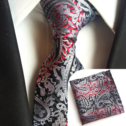 Manufacturer supplies  paisley waistband 8cm men's tie pocket square set