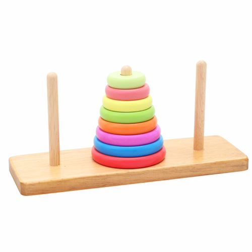 Wooden toy Tower of Hanoi p.39 rainbow Jenga ring matching building blocks children's educational toys