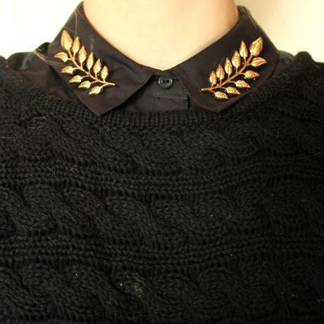 Popular gold and silver leaf jewelry for men and women, brooches, pins, shirts, sweaters, collar pins, collar buttons, retail and wholesale F009