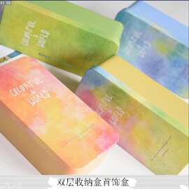 新款 韩式双层马口铁置物金属盒 方形创意首饰盒文具盒 批发定制