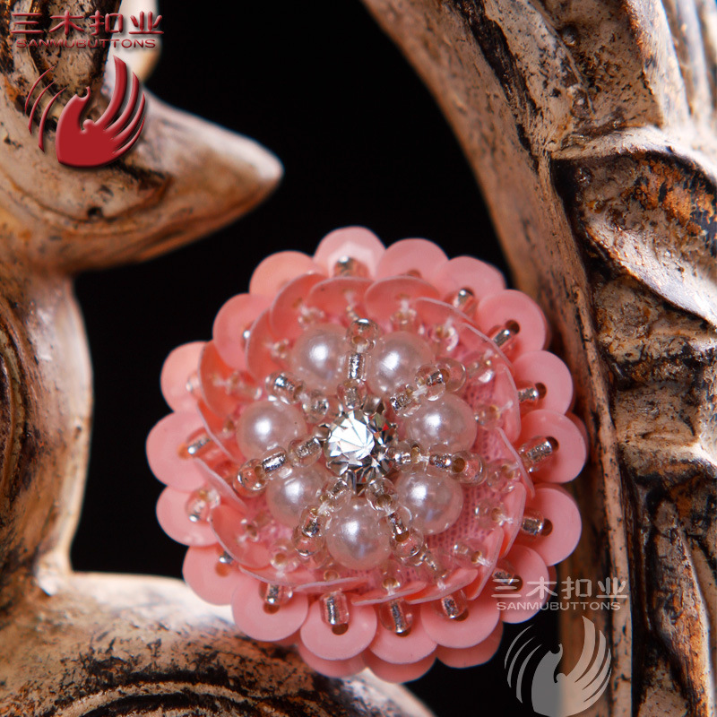 三木手工扣子 新款珠绣纽扣服装钉珠珠绣扣 传统手艺扣 工厂定制