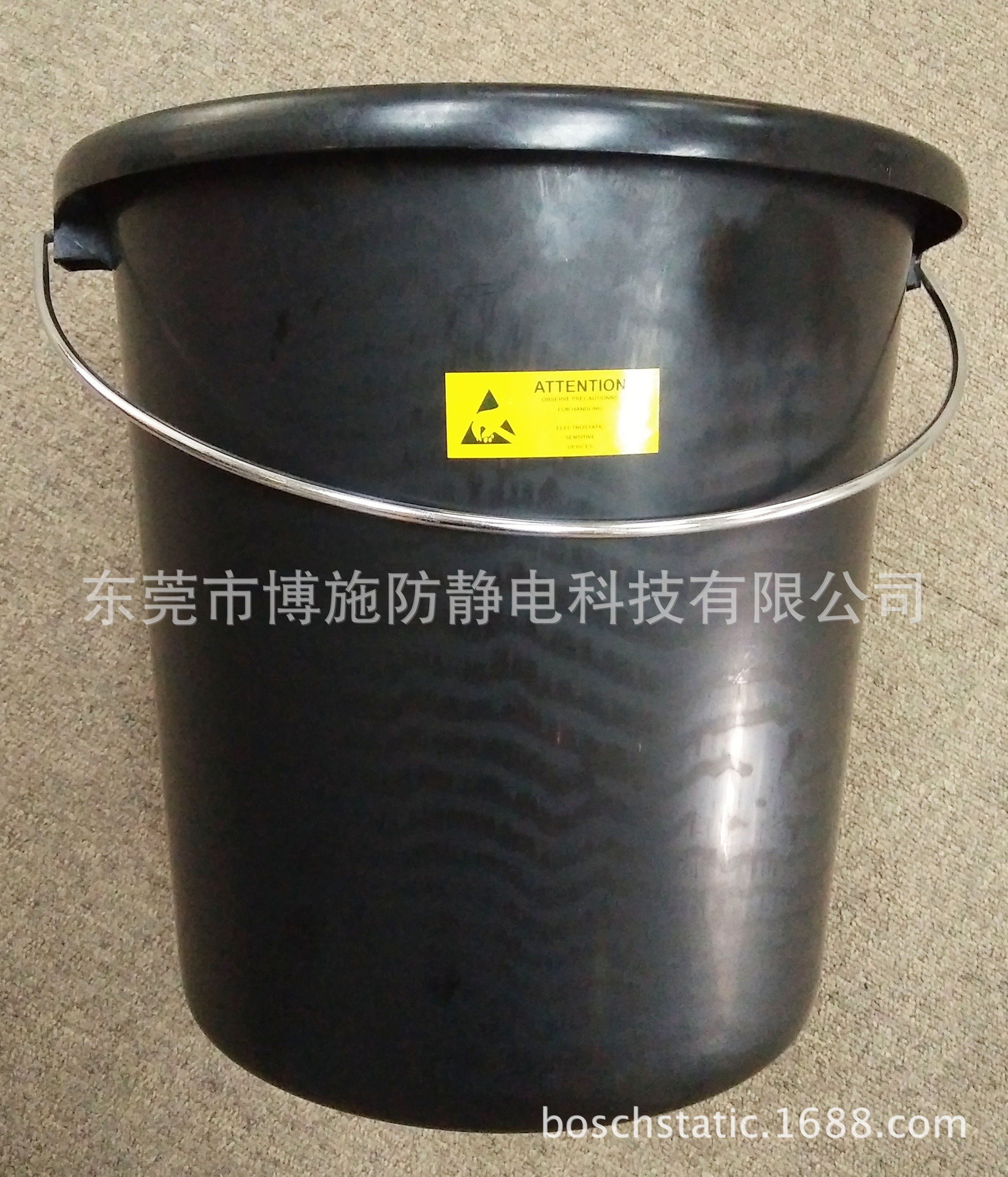 防静电垃圾桶圆形收纳筒 防静电塑料桶黑色无尘环保垃圾桶ESD桶