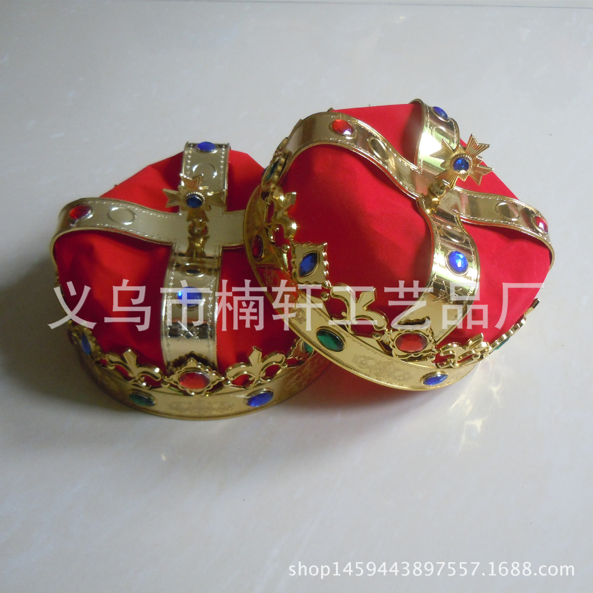 电镀国王宝石皇冠帽狂欢圣诞节儿童派对舞会情趣贴钻绒布钻石礼帽