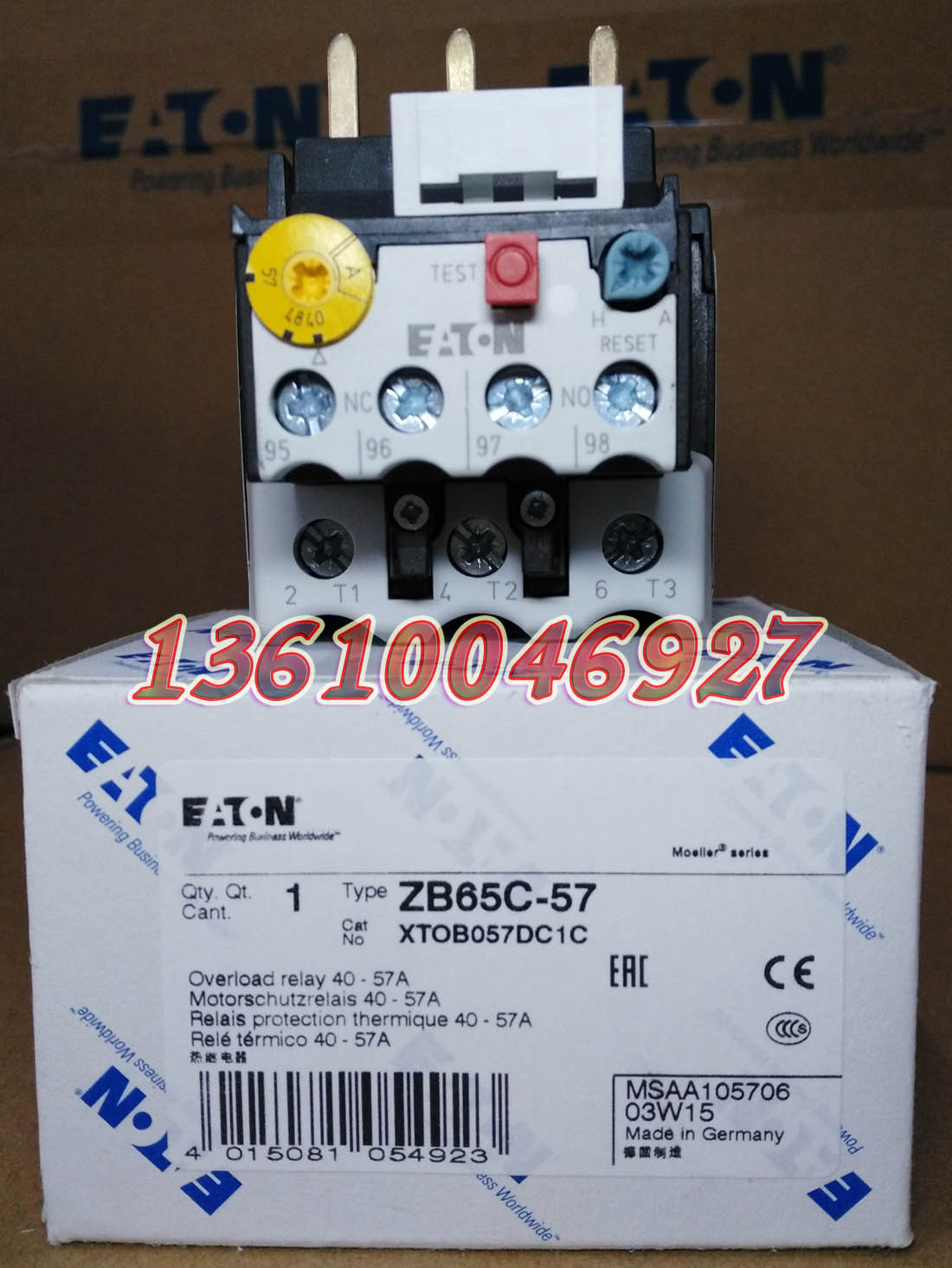 EATON热过载继电器ZB65C-57正品现货