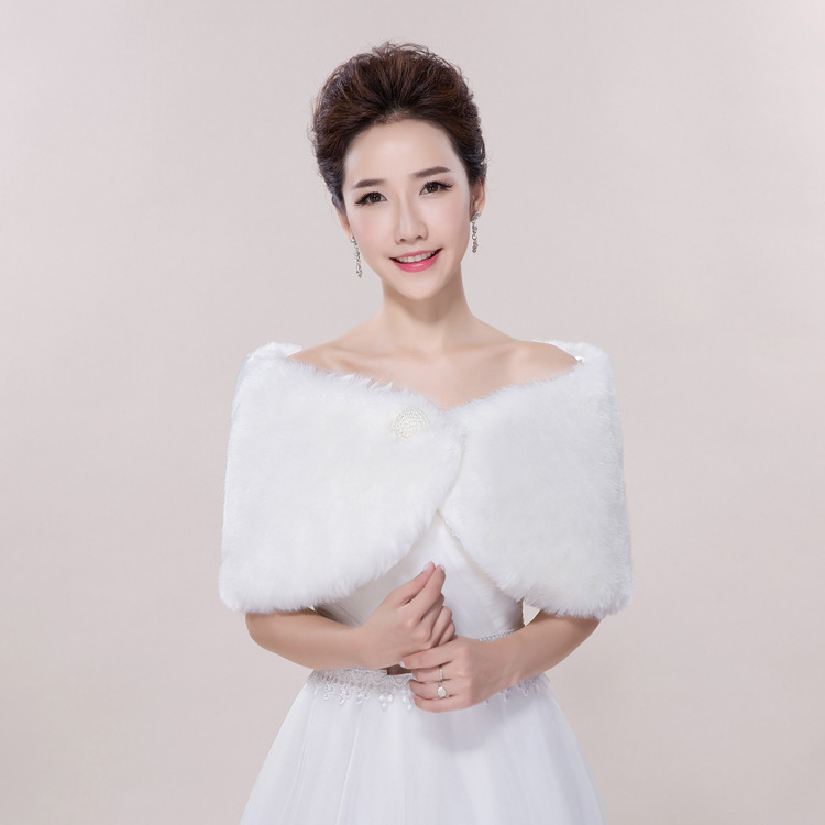 Rabbit fur ball fur shawl Bride wedding dress warm coat autumn and winter wedding accessories wholesale