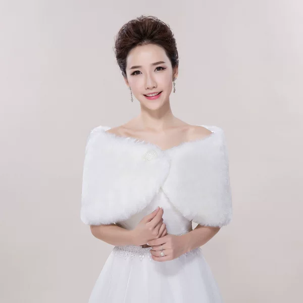 Rabbit fur ball fur shawl Bride wedding dress warm coat autumn and winter wedding accessories wholesale